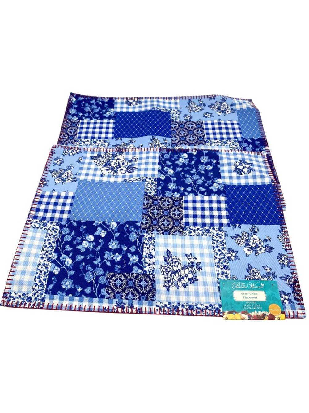 NWT The Pioneer Woman Heritage Patchwork Reversible Placemat 14" X 19" Blue